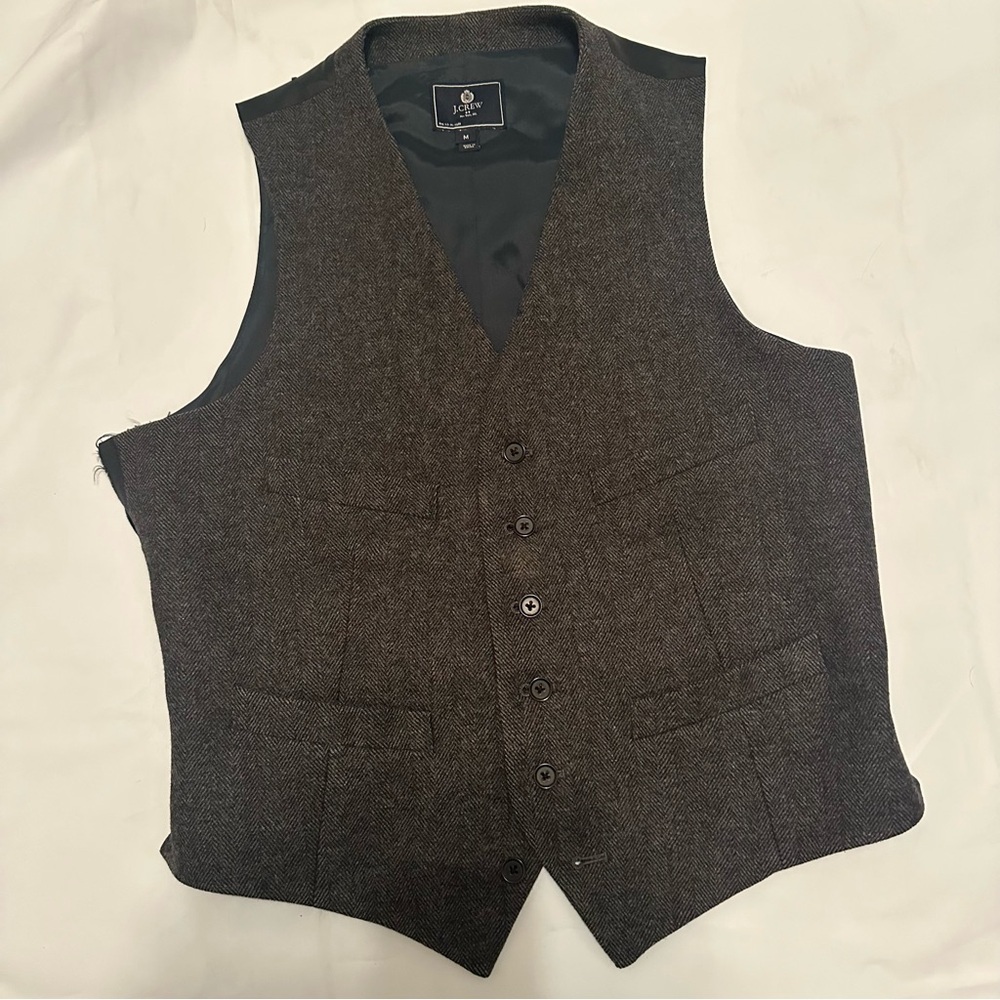 🖤✨ J.Crew Men’s Medium Herringbone Linen Blend Vest / Waistcoat ✨🖤